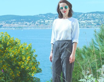 Vintage 80s pants s 90 s made grey corduroy France