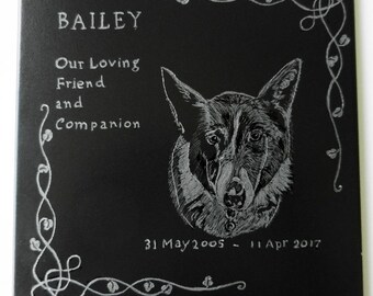 8 inch square custom hand engraved tile for pets - in loving memory tile - memorial engraving - memorial plaque - grave marker - in memorium