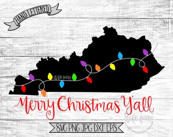 Merry Christmas Y'all Kentucky Christmas Lights SVG / Merry Christmas Y'all Cut File and Printable / Commercial Use
