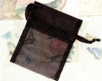 20 x ORGANZA SACHETS NOIR❀ 7.5x10cm MAT1344 ❀