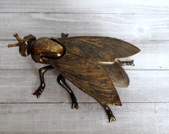 Large Vintage Brass Fly/ Moth/ Bug Ashtray. Made in Italy.