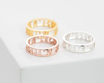 Coordinates Ring • Stacking Personalized GPS Ring • Latitude Longitude • Personalized Custom Location Jewelry • Gift for Her • RH03F30