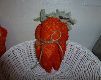 Set of Three Vintage Chenille Country Carrots Handmade Spring Carrots Orange Chenille