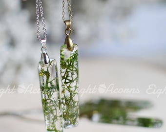 Moss necklace Nature necklace Terrarium necklace Botanical jewelry gift for her mothers day gift mom gift