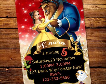 Beauty and the beast birthday invitations, Beauty and the beast invitations, Princess beauty, Princess belle invitations, Princess belle