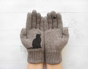 Cat Gloves, Women Gloves, Gift For Her, Cat Mitten, Cat Gift, Gift For Cat Lover, Pet Lover Gift, Women Mitten, Cat Lover Gift, Mother Gift