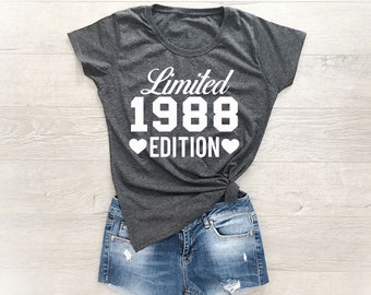 30th Birthday Shirt, 30th Birthday Tee, 30 Year Birthday T-Shirt, Birthday Gift 30th Birthday, 1988 Shirt, 1988 Birthday Shirt, Gift For Her