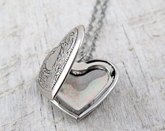 Wedding Locket Silver Heart Locket Silver Locket Necklace Photo Locket Picture Locket Anniversary Gift Locket Gift Bridesmaid Gift