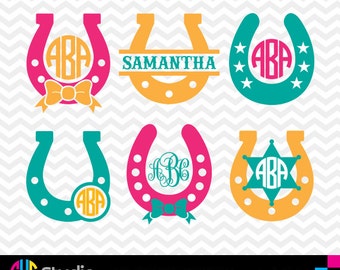 WESTERN HORSESHOE SVG Files, Silhouette, Die Cut, Vinyl Cutter, Monogram, Screen Printing svg#012