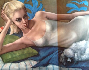 Margaret Keane HALF OFF Big Eye Girl Lithograph Print Circle 1963 Large Folded