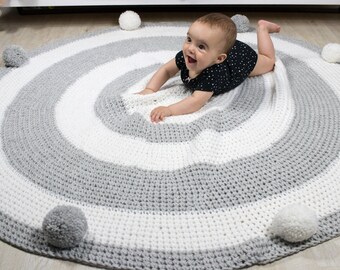 Custom color round rug Round knitted rug Gray floor mat Handmade floor rugs Nursery wool rug Grey rug Living room rug Bedroom rug