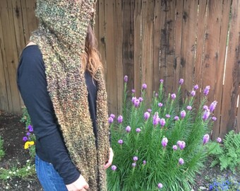 Chunky Hooded Scarf, Long Hooded Scarf, Knitted Hooded Scarf, Scoodie