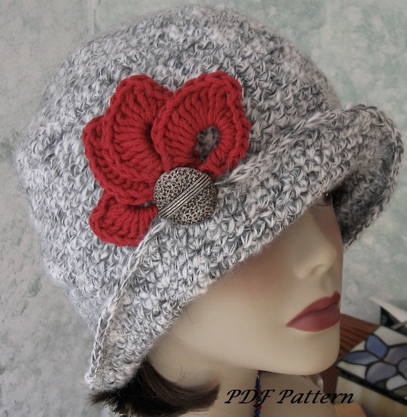 Crochet Hat Pattern Flapper Style With Brim Petal Trim And