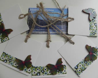 5 labels/markings glass square 6 cm BUTTERFLIES design