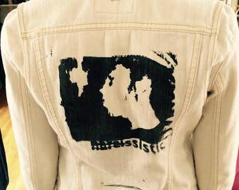 White Levi's Denim Jacket with screenprint on back