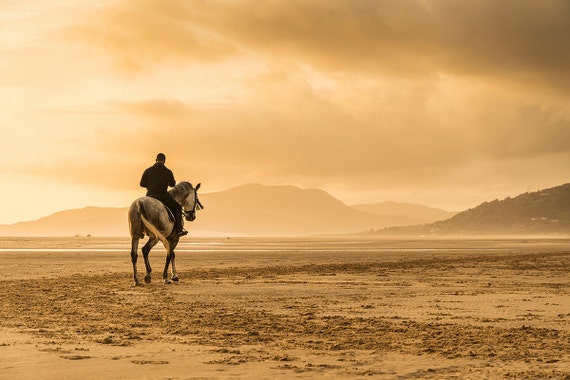 Horse Prints,"The Lone Horseman", Tarifa Beach Print, Equestrian Wall Prints, Equine Art Prints