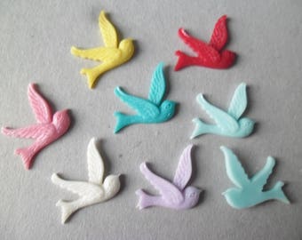 x 5 mixed shape bird cameos resin 26 x 23 mm