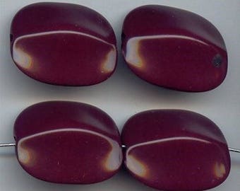 6 Vintage Reddish Brown Acrylic 28x24mm. Fancy Petal Beads 5183