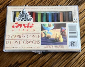 Conte a Paris - 12 Assorted Artists Quality Carres Conte Square Pastels Gift Set- Free Shipping