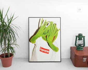 Supreme X Kermit Poster - Street Urban Artwork Print - Kermit The Frog Poster - Kermit Puppet Muppet - Size 13x20" 24x36" 32x48" #2