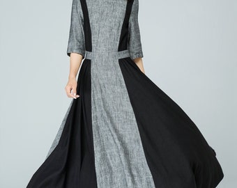 Long linen dress, linen dress, prom maxi dress, linen summer dress, linen dress women, linen gray dress, maxi dress, long dress 1579