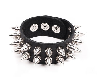 Vegan Friendly Material 2 rows spiked Wristband Tree 1/2" Spikes Cuff Apex Studs Band Punk Rock Glamor Hipster Handmade USA NYC NB#1