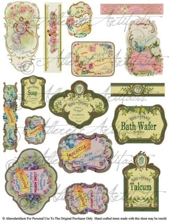 printable vintage french perfume labels digital bottle labels