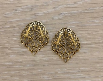Filigree Stampings, Gold Filigree, Gold Stampings, 4 pcs