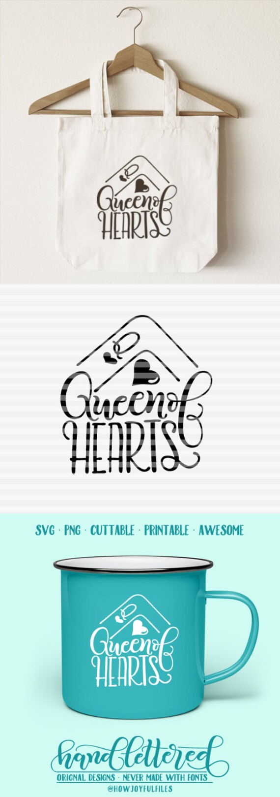 Download Queen of hearts SVG PDF DXF hand drawn lettered cut