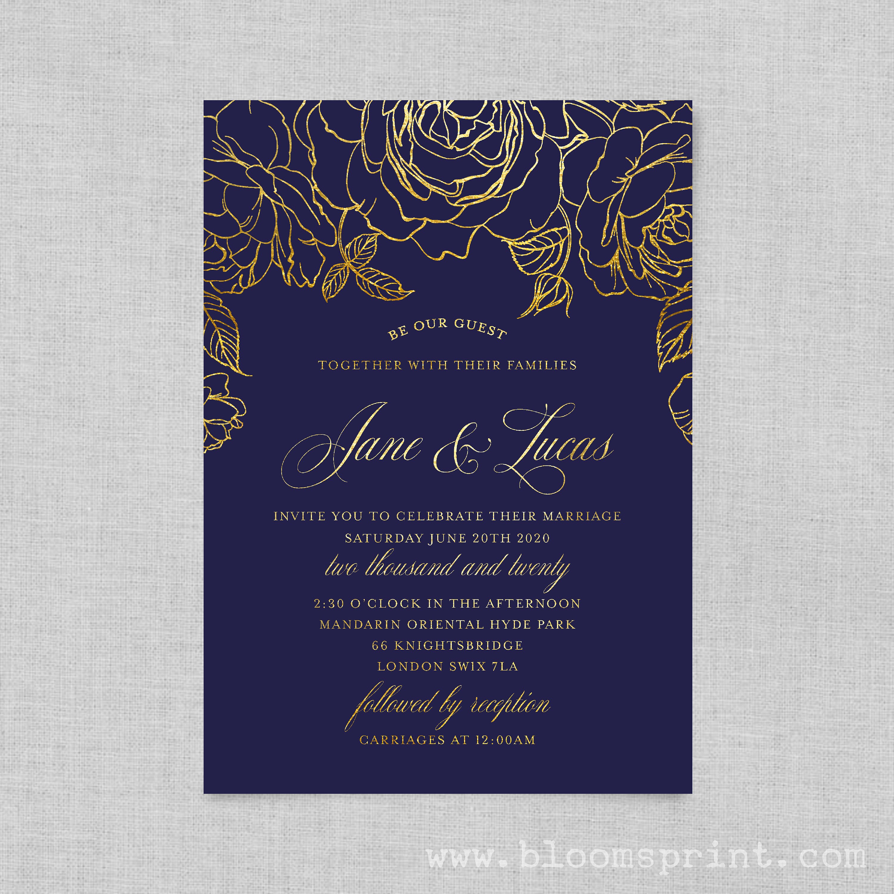 blue and gold invitations templates