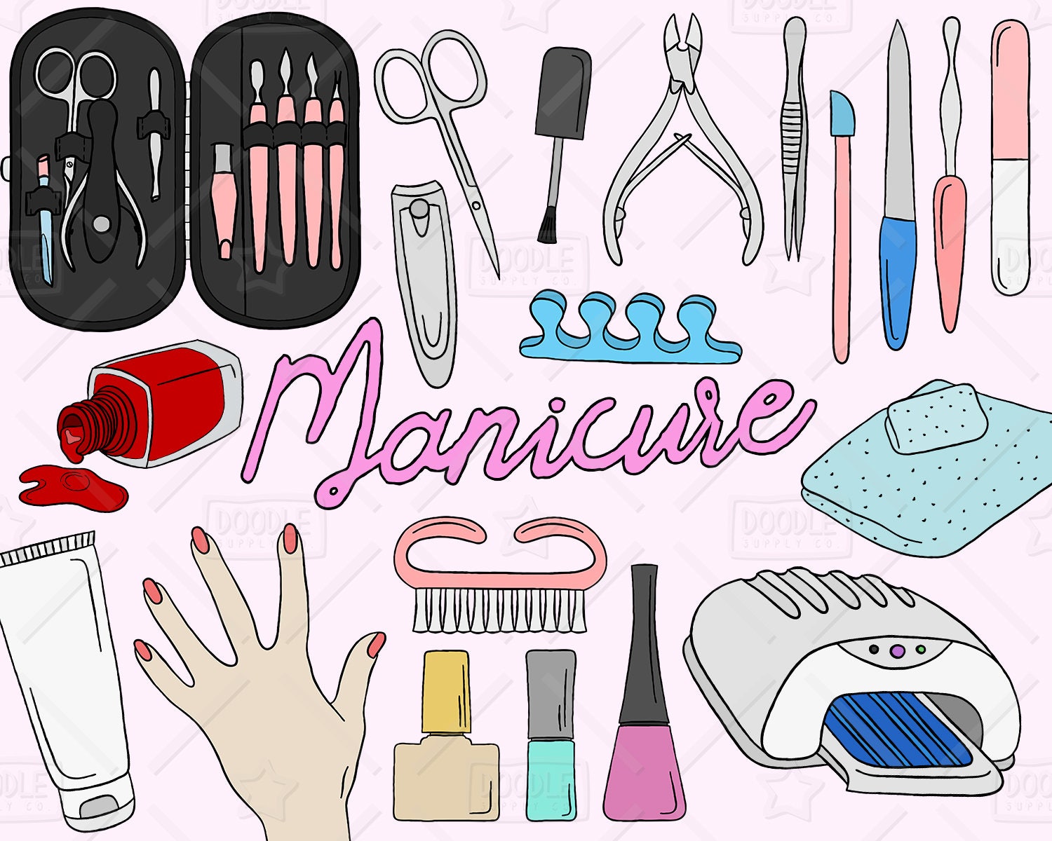 Download Manicure Clipart Vector Pack Manicure Doodles Beauty