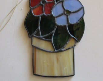Stained glass Suncatcher Flower Pot