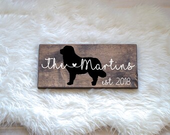 Last Name Wood Sign with Bernese Mountain Dog Silhouette, Wedding Signs, Last Name, Wedding Gift, Dog Wedding, Anniversary Gift, Entryway