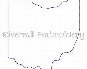 Raggy Applique State of Ohio Machine Embroidery Design - 5 Sizes