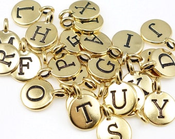 Gold Letter Pendant Custom Mix of TierraCast Antique Gold Alphabet Initial Charms or Numbers or Symbols for Minimalist Personalized Jewelry