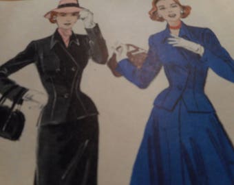 Vintage 1950's Butterick 6052 Soft-Tailored Suit Sewing Pattern Size 14 Bust 32