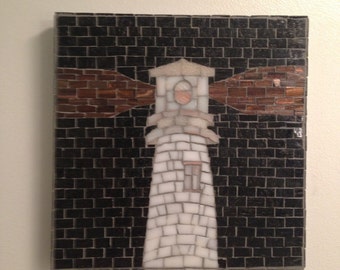 Black and White Lighthouse Mosaic