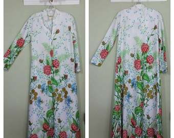 Vintage Lounge Robe, Polyester, Floral, S/M