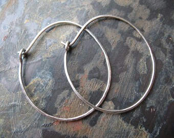 18 gauge Hammered Antiqued Sterling Silver Teardrop Hoops - 1 pair - 1.5 inches long