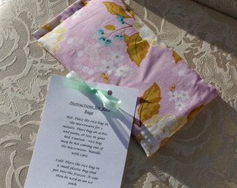 Floral Rice Bag, Heating Pad, Therapeutic Rice Bag, Promenade, Small, Purple, Flowers, Girl