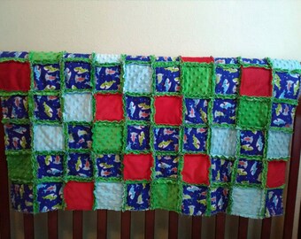 Sharks! Child/Small Throw Size Rag Quilt