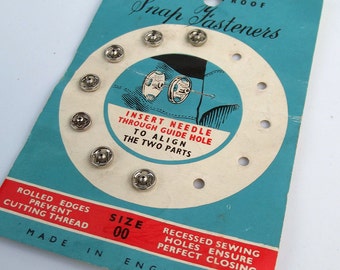 Vintage Silver Rustless Metal Snap Fasteners - Size 00 - Craft Supplies