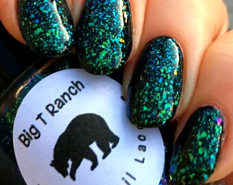 Multichrome Flakie Topcoat - Barcelona Sea - Multi-Color Shifting Polish:Custom-Blended Glitter Nail Polish/Indie Lacquer