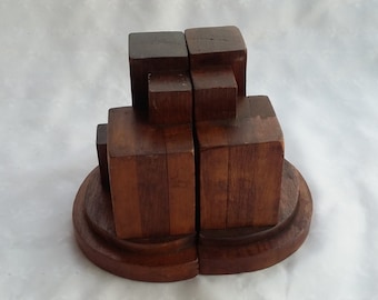 Mid Century Modern Wooden Book Ends