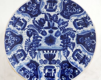 Vintage antique Dutch Delft blue wall plate