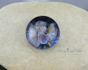 Wild Orchid - Lampwork Glass Cabochon - 17mm - Jewelry Making Supply