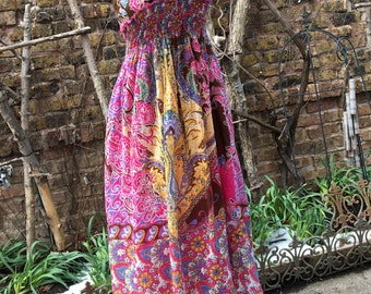 Long hippie dress / hippie maxi dress / hippie sun dress / long hippie sun dress / colorful hippie dress / hippie halter dress / halter
