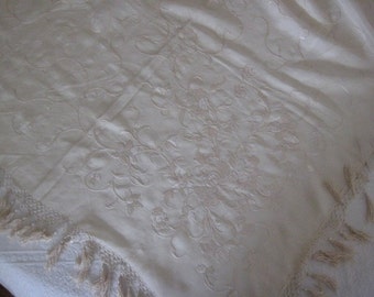 Silk Embroidered Piano Scarf with Fringe