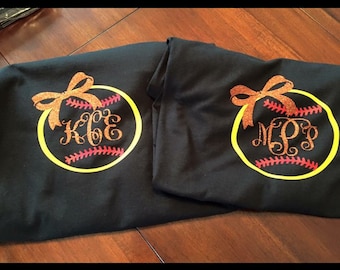 Monogrammed Softball Tshirt
