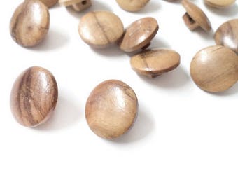 5 Wooden Shank Buttons Size 26